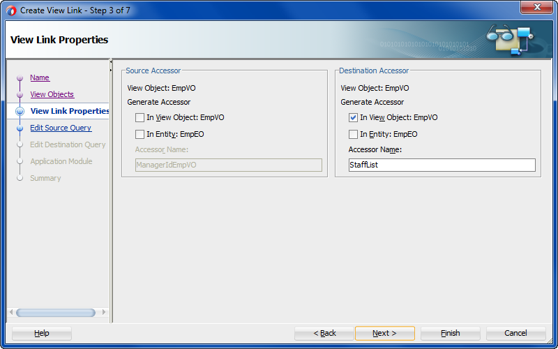 Step 3 of the Create View Link wizard