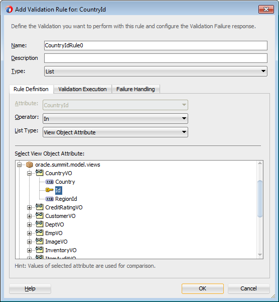 Image of list validator using an SQL query