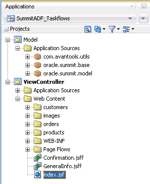 Summit ADF Task Flow sample project folders