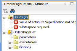 XML error in the Structure window