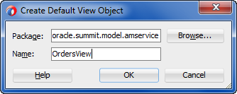 Create Default View Object dialog