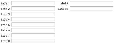 components in two column form