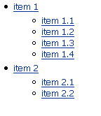 Hierarchical list of items