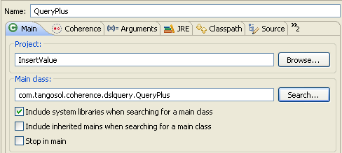 Main Tab for the Query Client Configuration