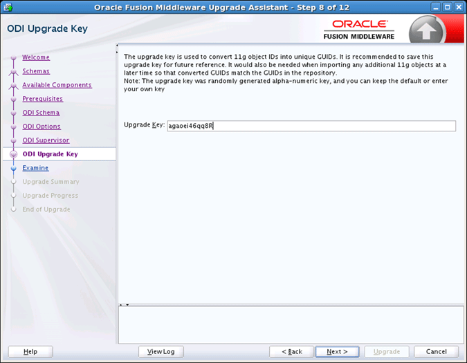 ODI Upgrade Key Screen