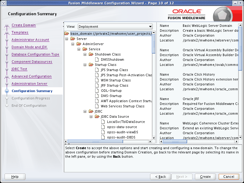 Configuration Summary screen
