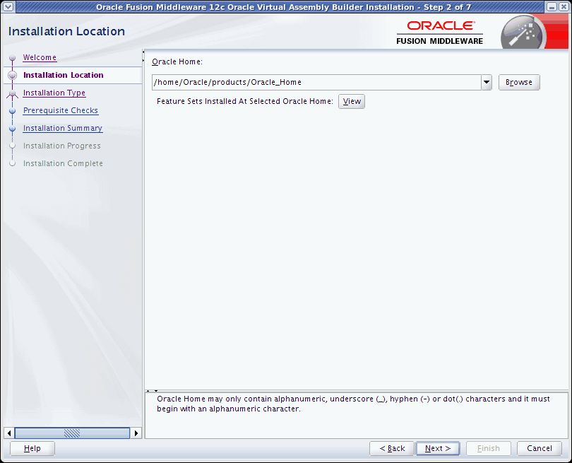 Installation Location page