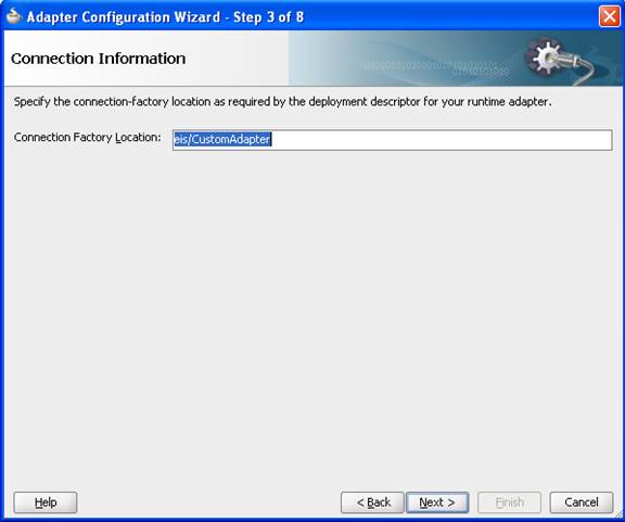 Description of "Figure 2-3 Adapter Configuration Wizard Connection Information Page" follows