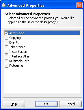 Selecting After Load in the Advanced Properties Dialog Box