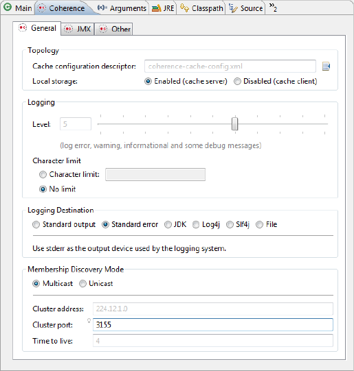 Coherence Tab of the Run Configurations Dialog Box