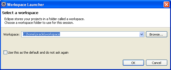 the Eclipse Workspace Launcher Dialog Box..
