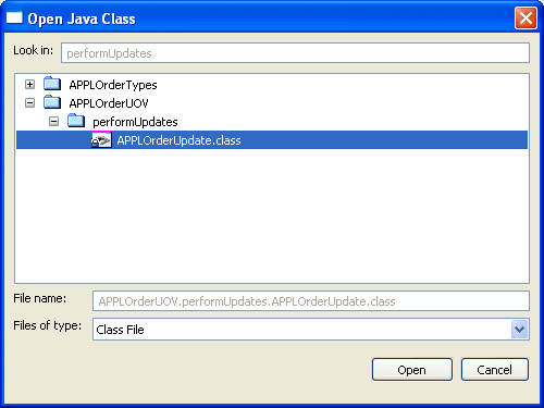 Open Java Class dialog
