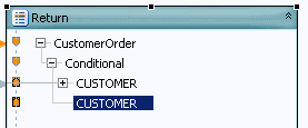The second conditional element (CUSTOMER) is shown.