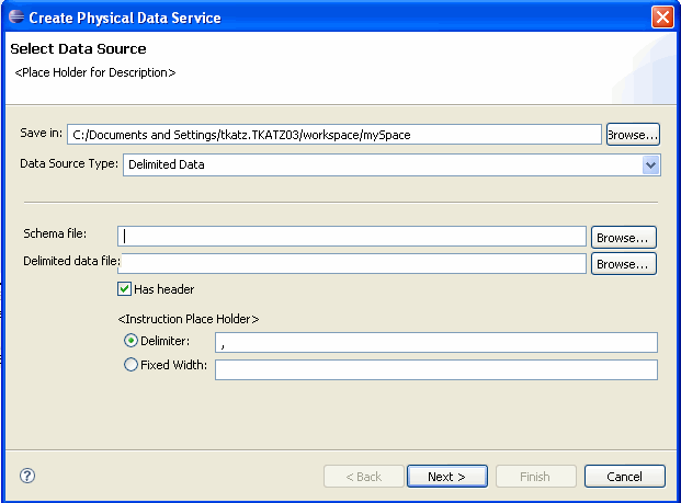 Select Delimited Data as a data source.