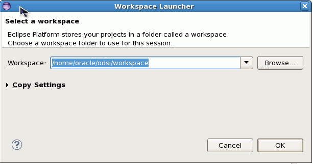 Selecting a workspace
