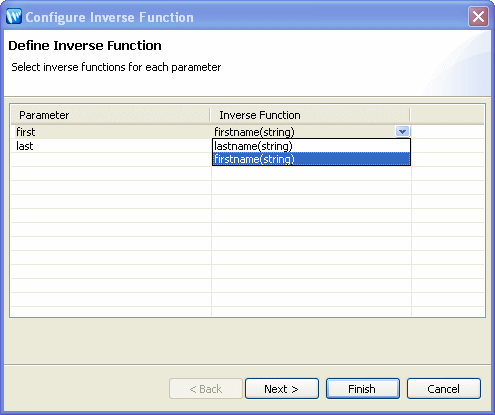 Select Configure Inverse Function