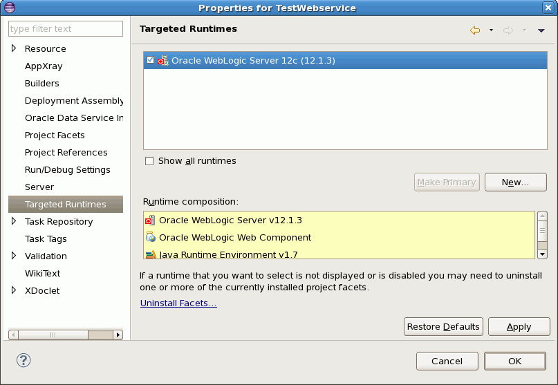 Selecting the Targeted Runtime