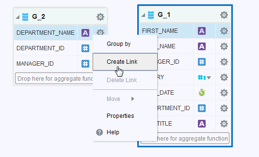 Creating a Link Using the Element Action Menu