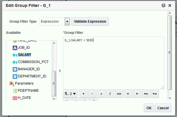 Edit Group Filter dialog