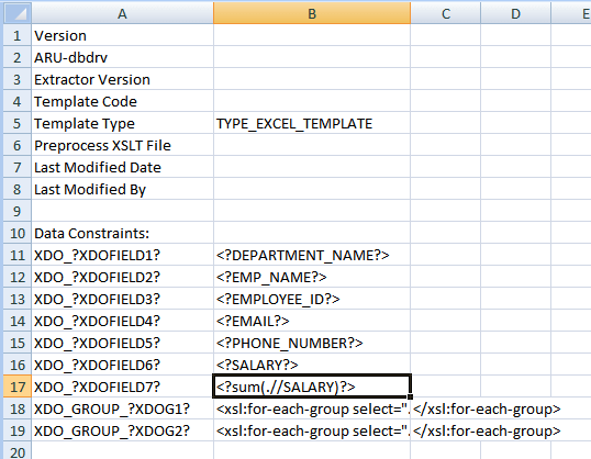 Entries for calculation field