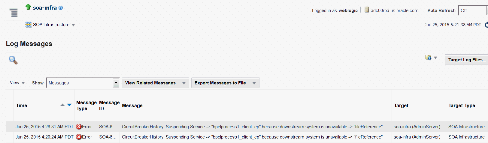 Log Messages page