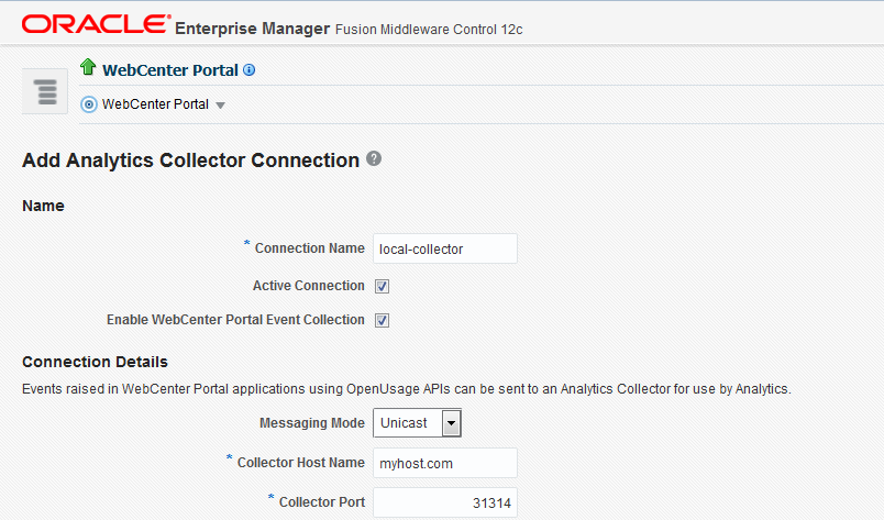 Adding Analytics Collector Connection