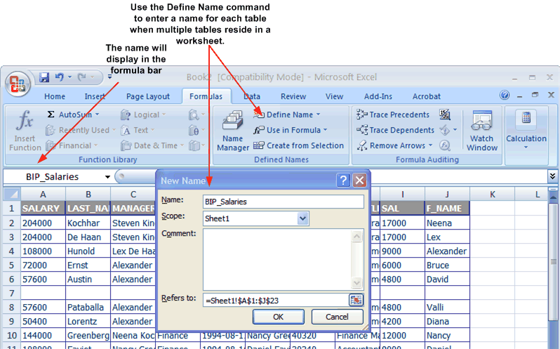 how to create a table using excel