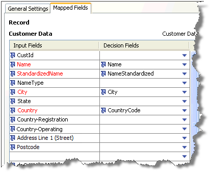 Mapping Decision Data Fields