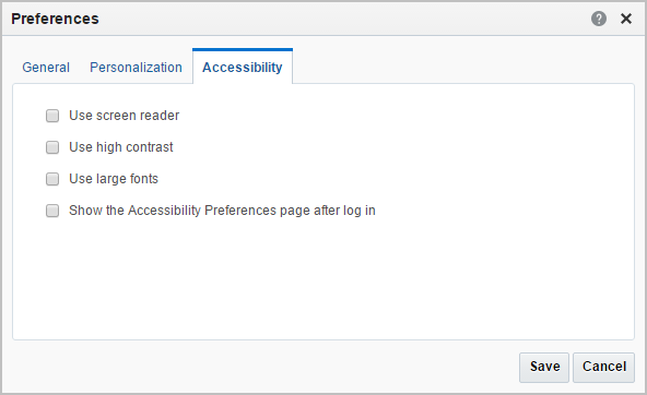 Preferences Accessibility tab