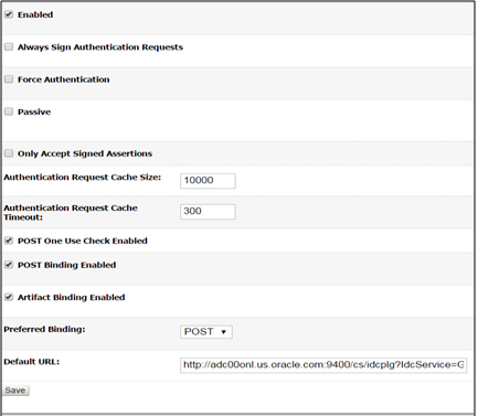 This image shows the SAML 2.0 Service Provider page.