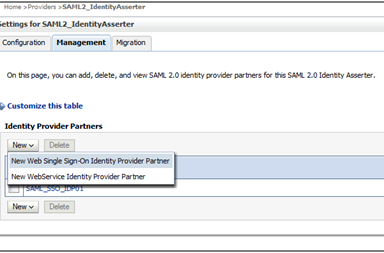 This image shows the new identity partners option with New Web Single Sign-On Identity Provider Partner.