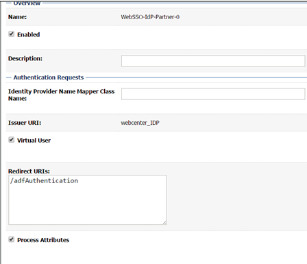 This image shows New Web Single Sign-On Identity Provider Partner page.