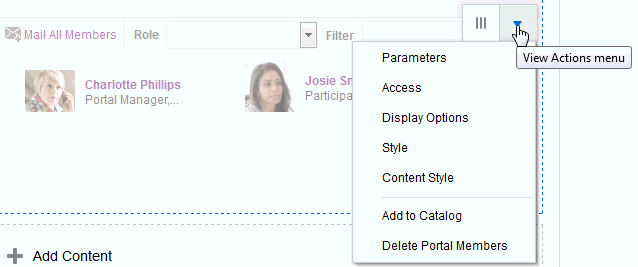 Portal Members View Actions Menu