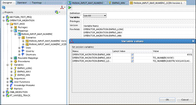 Input Parameter Operator Input Parameter Operator