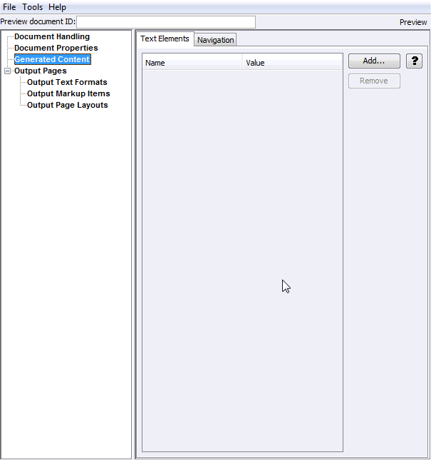 This is the Add Text Elements page
