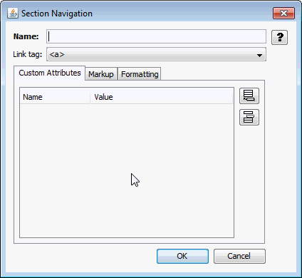 This is the Section Navigation Custom Attributes tab
