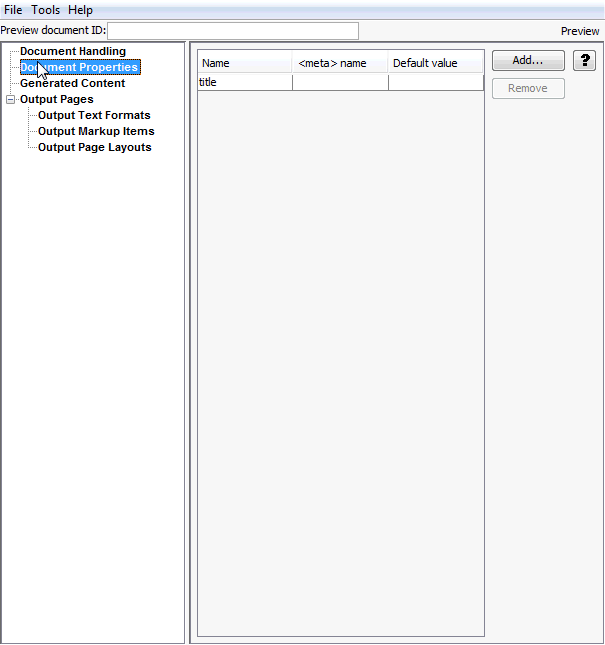 This is the Add Document Property page