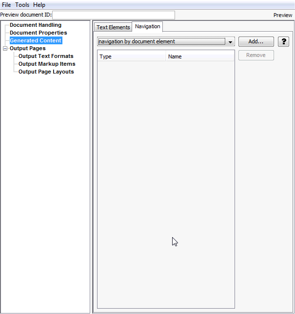 This is the Add Navigation Element page