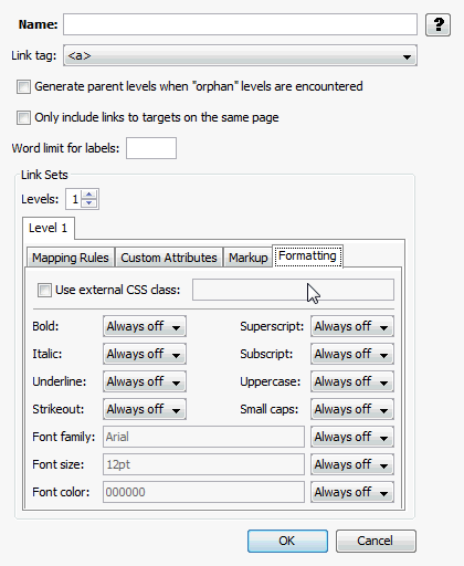 This is the Element Navigation Formatting tab