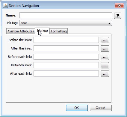This is the Section Navigation Markup tab