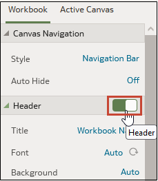 Option zum Anzeigen der Headerleiste der Arbeitsmappe
