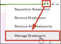 Utilizzare la finestra di dialogo Gestisci breakpoint per includere o escludere le visualizzazioni per ciascun breakpoint dello sfondo.