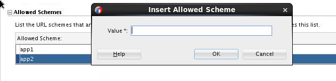 Displays the Insert Allowed Scheme dialog that allows you to register a custom URL scheme.