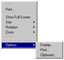 Screen image of default Options menu