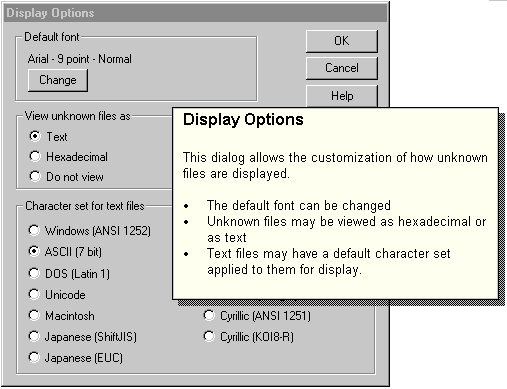 Screen image of Display Options dialog with description Screen image of Display Options dialog with description