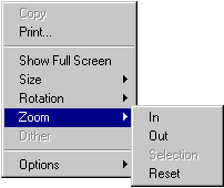 Screen image of default Zoom menu Screen image of default Zoom menu