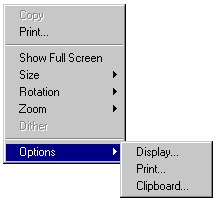 Screen image of default Options menu Screen image of default Options menu