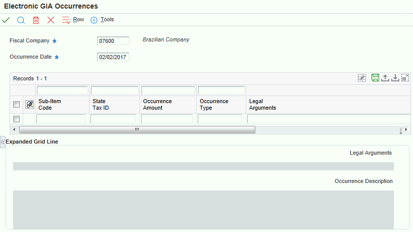Tela Ocorrências de GIA Eletrônica