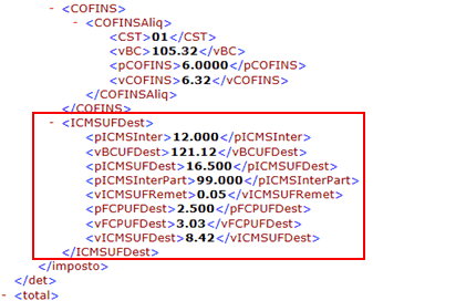 Etiquetas de Diferencial de ICMS no Arquivo XML da NF-e