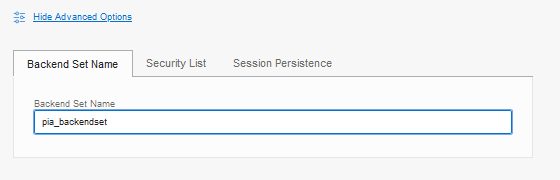 Página Criar Balanceador de Carga, seção Nome do Conjunto de Backend